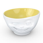 Grand bol en porcelaine hôtelière clin d'oeil intérieur jaune