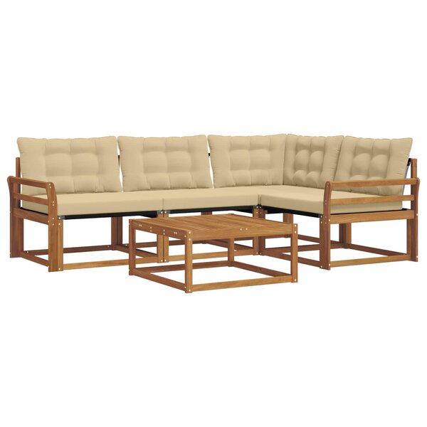 vidaXL Ensemble de canapés d'extérieur 5 Pièces Naturel et Beige