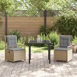 vidaXL Ensemble de salle à manger pour jardin 3 Pièces Beige polyrotin