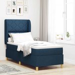 vidaXL Lit à ressorts avec matelas gris foncé 90x190 cm Bleu