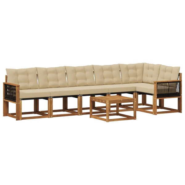 vidaXL Ensemble de canapés d'extérieur 7 Pièces Naturel et Beige