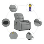 vidaXL Fauteuil inclinable de massage gris clair tissu