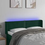 vidaXL Tête de lit à LED Vert foncé 147x16x78/88 cm Velours