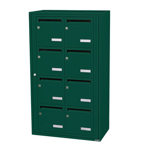 Bloc collectif Leabox 2x4 grade 3 simple face intérieur fixation murale vert mousse ral 6005 finition brillante