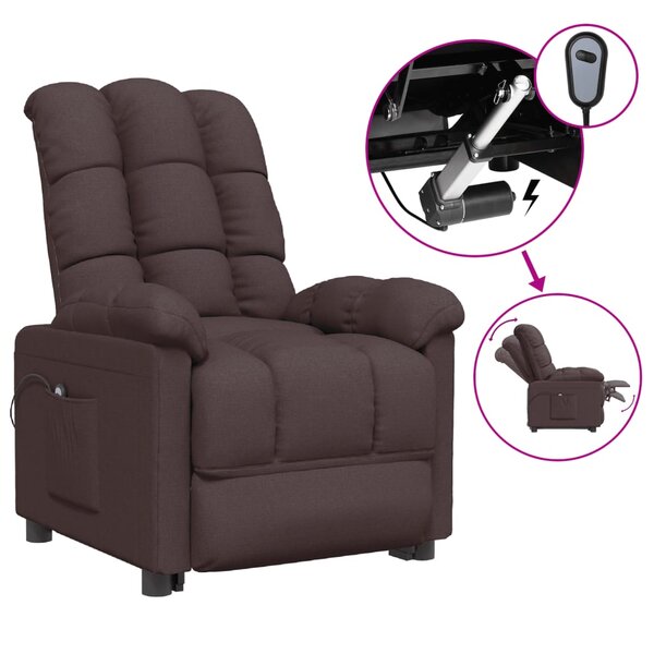 vidaXL Fauteuil inclinable électrique Marron foncé Tissu