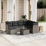 vidaXL Salon de jardin 8 Pièces avec coussins gris résine tressée