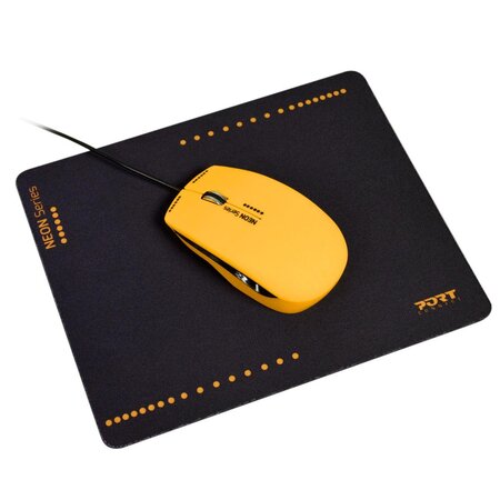 PORT DESIGN MOUSE NEON WIRED + MOUSEPAD MOUSE NEON WIRED + MOUSEPAD ORANGE