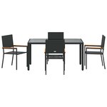 vidaXL Ensemble de salle à manger pour jardin 5 Pièces Noir