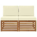 vidaXL 2 Pièce Sofa de milieu extérieur Bois d'Acacia Massif Naturel