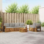 vidaXL Ensemble de canapés d'extérieur 7 Pièces Gris Naturel et Clair