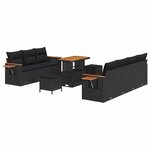vidaXL Ensemble de canapé de jardin 10 Pièces Noir 90 x 55 x 71 cm