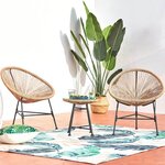 Le Luna : salon de jardin beige 2 fauteuil oeuf et 1 table