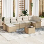 Ensemble de Canapés de Jardin 8 Pièces avec Coussins en Poly Rattan Marron