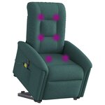 vidaXL Fauteuil inclinable de massage électrique Vert foncé Tissu