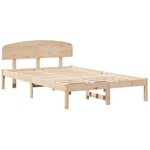 vidaXL Cadre de lit avec tête de lit Naturel 135 x 190 cm Pin massif