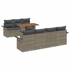 vidaXL Ensemble de canapé de jardin 8 Pièces Gris Poly rotin