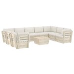 vidaXL Salon de jardin palette 10 Pièces avec coussins bois d'épicéa