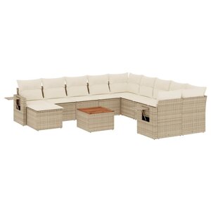 vidaXL Salon de jardin avec coussins 12 Pièces beige résine tressée