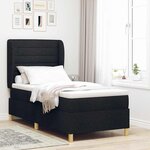 vidaXL Lit à ressorts avec matelas gris foncé 90x190 cm Noir tissu