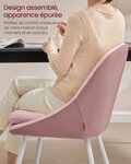 Lot de 2 chaises salle à manger supportant jusqu’à 120 kg coussin rembourré 55 cm d’épaisseur pieds évasés pour bureau salon rose 12_0006217