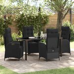 vidaXL Ensemble de salle à manger pour jardin 5 Pièces Noir Poly rotin