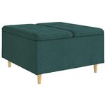 vidaXL Pouf de rangement avec coussin Vert foncé 80 x 80 x 45 cm tissu