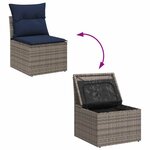 vidaXL Ensemble de canapé de jardin 8 Pièces gris et bleu marine