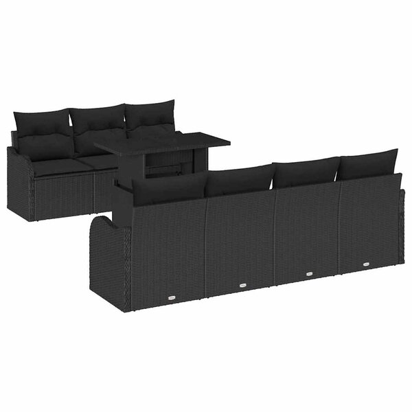 vidaXL Ensemble de canapé de jardin 8 Pièces Noir 100 x 55 x 73 cm