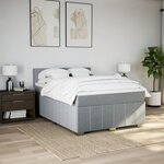 vidaXL Sommier à lattes de lit avec matelas Gris clair 140x190cm Tissu