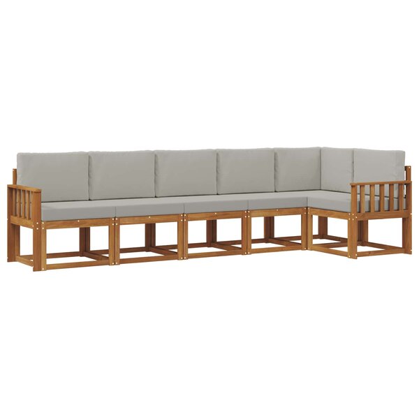 vidaXL Ensemble de canapés d'extérieur 6 pc Naturel et gris clair