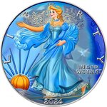 Pièce de monnaie en Argent 1 Dollar g 31.1 (1 oz) Millésime 2024 Liberty Tales CINDERELLA