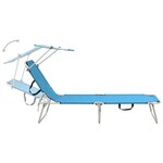 vidaXL Chaise longue pliable avec auvent acier turquoise et bleu