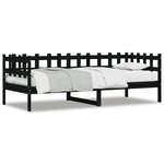 vidaXL Lit de jour Noir 90x200 cm Bois de pin massif