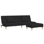 vidaXL Canapé-lit à 2 places avec repose-pied noir tissu
