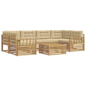 vidaXL Ensemble de canapés d'extérieur 7 pc Blanc et Beige Polyester