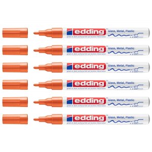 Marqueur Peinture Brillante 751 Orange Pointe Ronde 1-2 mm x 6 EDDING