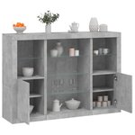 vidaXL Buffets avec lumières LED 3 Pièces gris béton bois d'ingénierie