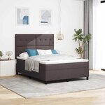vidaXL Lit à ressorts avec matelas Marron foncé 140 x 200 cm tissu