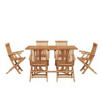 vidaXL Ensemble de salle à manger pour jardin 7 Pièces Marron Teck massif