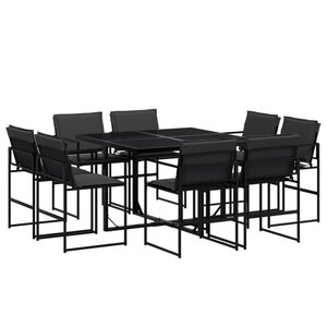 vidaXL Ensemble à manger de jardin avec coussins 9 Pièces noir textilène