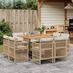 vidaXL Ensemble à manger de jardin et coussins 9 Pièces beige Poly rotin