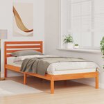 vidaXL Cadre de lit avec tête de lit Brun cire 80 x 220 cm Pin massif
