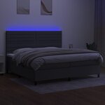vidaXL Sommier à lattes de lit et matelas et LED Gris foncé 200x200 cm