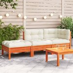 vidaXL Canapé de jardin avec coussins et repose-pied 2 places