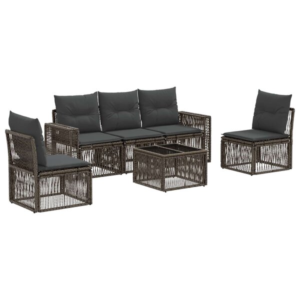 vidaXL Ensemble de canapé de jardin 6 Pièces Gris et Gris foncé polyrotin