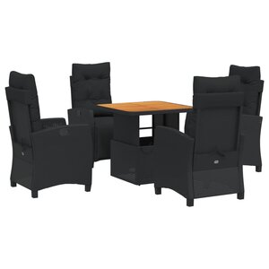 vidaXL Ensemble à manger de jardin coussins 5Pièces Noir Résine tressée