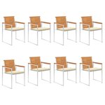 vidaXL Chaises de jardin 8 Pièces avec coussins Bois d'acacia solide