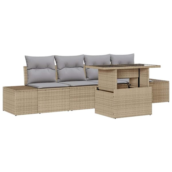 vidaXL Ensemble de canapé de jardin Réglable 5 Pièces Beige et Gris clair