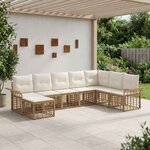 vidaXL Ensemble de canapés d'extérieur 8 Pièces Blanc Naturel et Crème