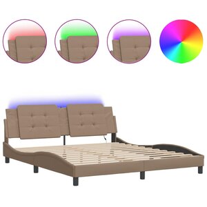 vidaXL Cadre de lit avec LED sans matelas cappuccino 180x200 cm